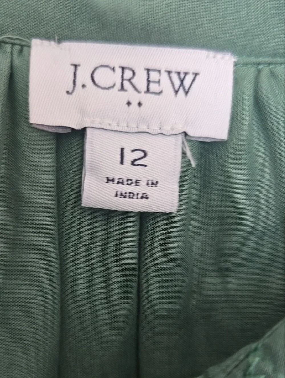 J. Crew Dark Green Eyelet Button-Front Fall Long Sleeve Babydoll Bohemian Dress